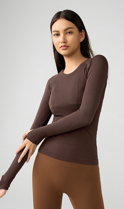 Dark Brown LS Seamless Performance Baselayer