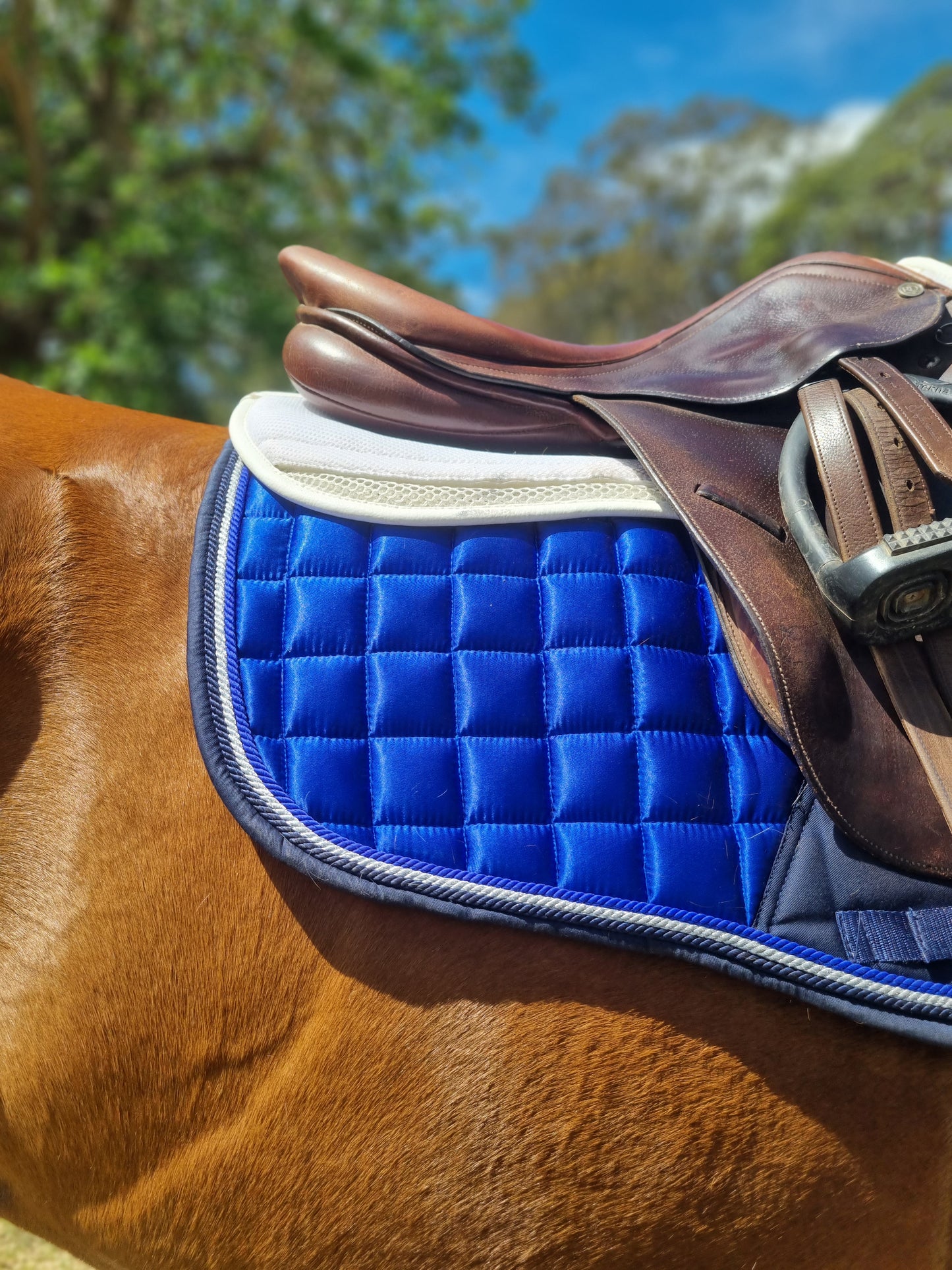 Electric Blue Deluxe Satin Saddle Pad